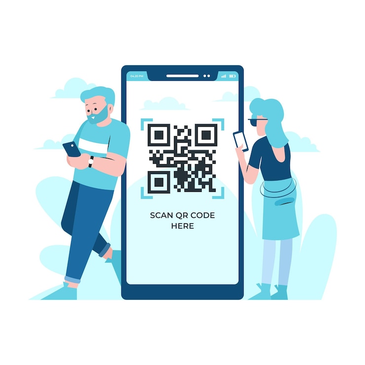 Vector gratuito concepto de escaneo de código qr con caracteres