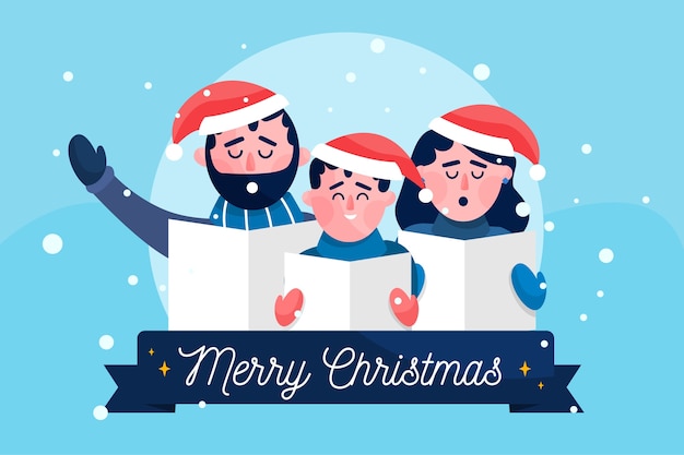 Concepto de escena familiar de Navidad en diseño plano