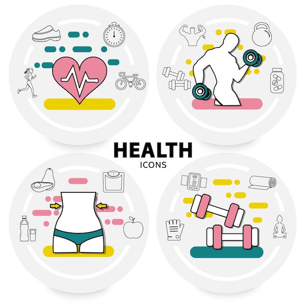 Concepto de estilo de vida saludable con atletas de corazón equipo deportivo manzana aguacate vitaminas escalas zapatillas de deporte