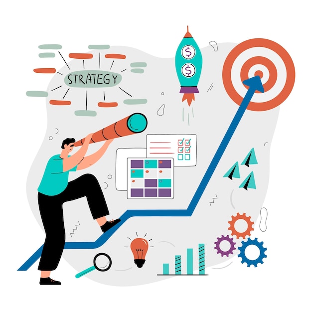 Concepto de estrategia empresarial dibujada a mano