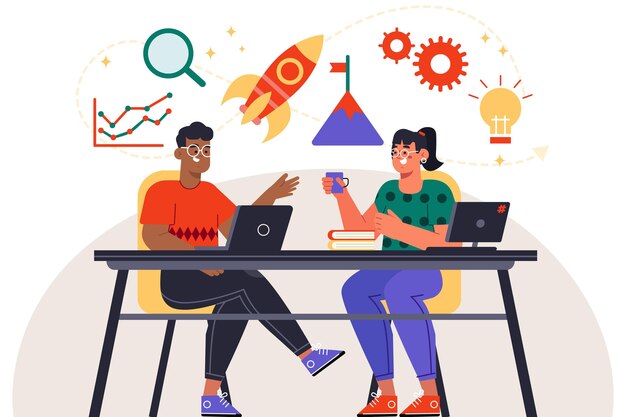 Concepto de estrategia empresarial de diseño plano dibujado a mano