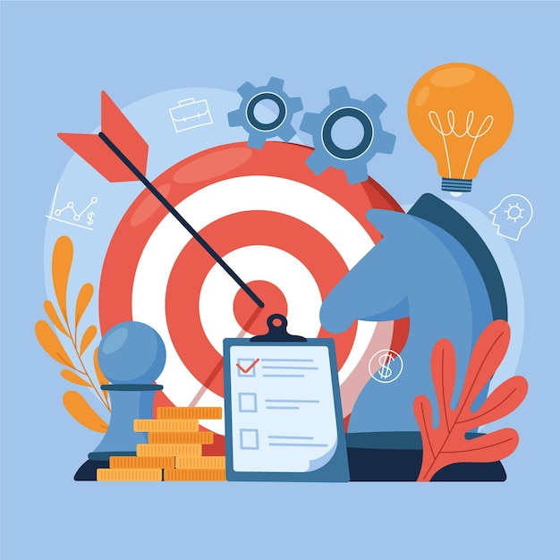 Concepto de estrategia empresarial de diseño plano dibujado a mano