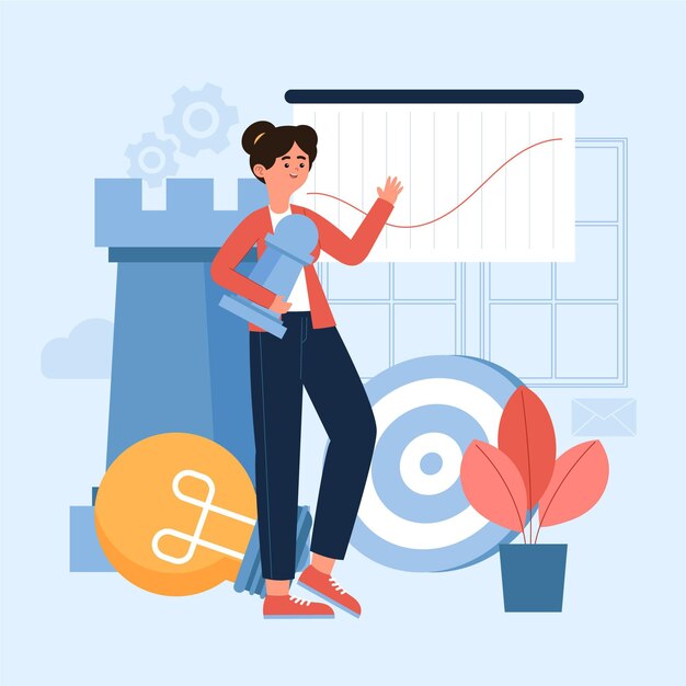 Concepto de estrategia empresarial de diseño plano dibujado a mano