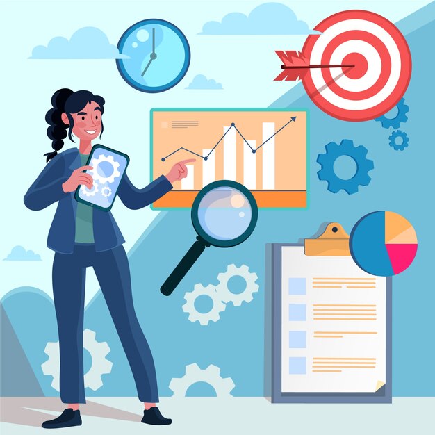 Concepto de estrategia empresarial de diseño plano dibujado a mano