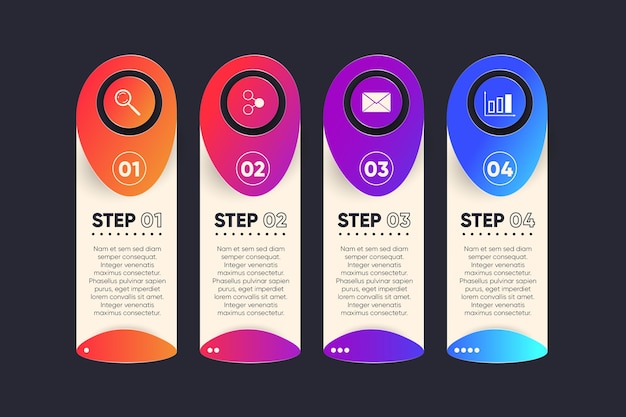 Vector gratuito concepto de estrategia de infografía de pasos