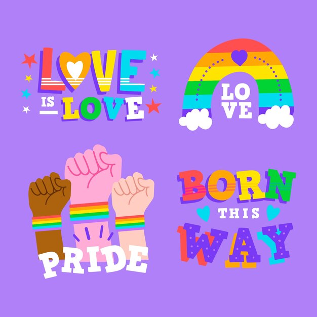 Concepto de etiquetas del día del orgullo