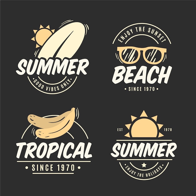 Vector gratuito concepto de etiquetas de verano vintage