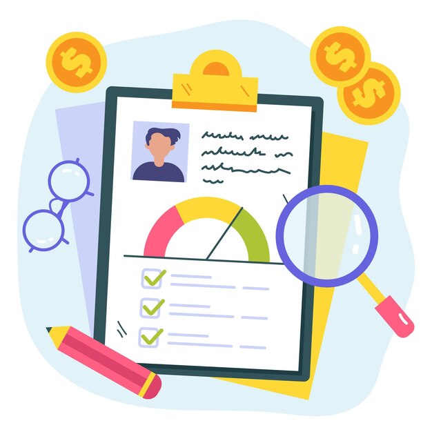 Concepto de evaluación de crédito dibujado a mano
