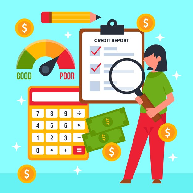 Concepto de evaluación de crédito dibujado a mano