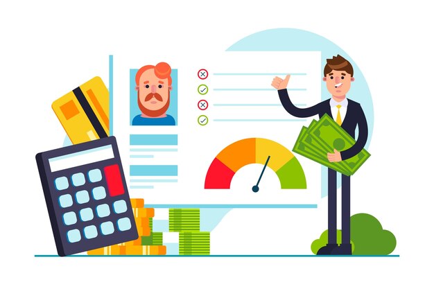 Concepto de evaluación de crédito de diseño plano