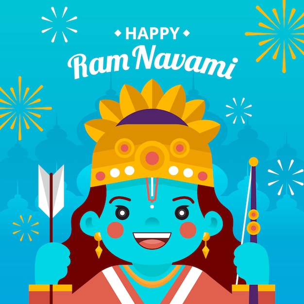 Concepto de evento de diseño plano feliz día de ram navami