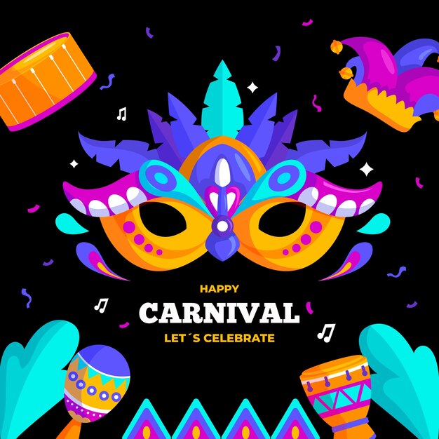 Concepto de evento de fiesta de carnaval de diseño plano