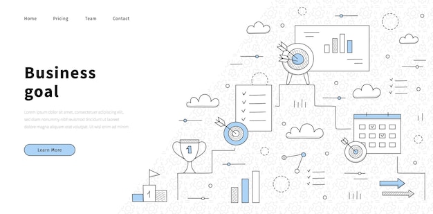 Vector gratuito concepto de éxito de página de destino de doodle de objetivo comercial