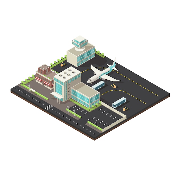 Concepto exterior isométrico del aeropuerto