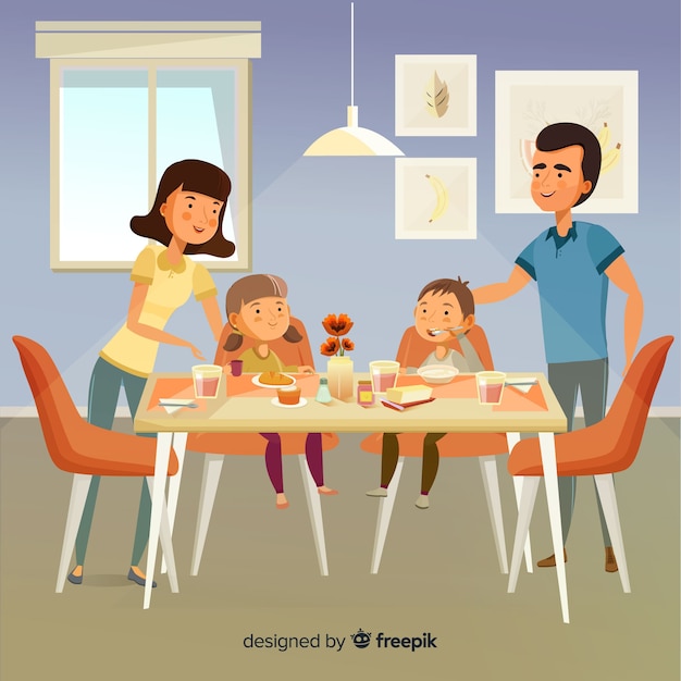 Vector gratuito concepto de familia feliz en casa