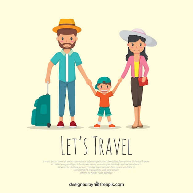 Concepto de familia viajando