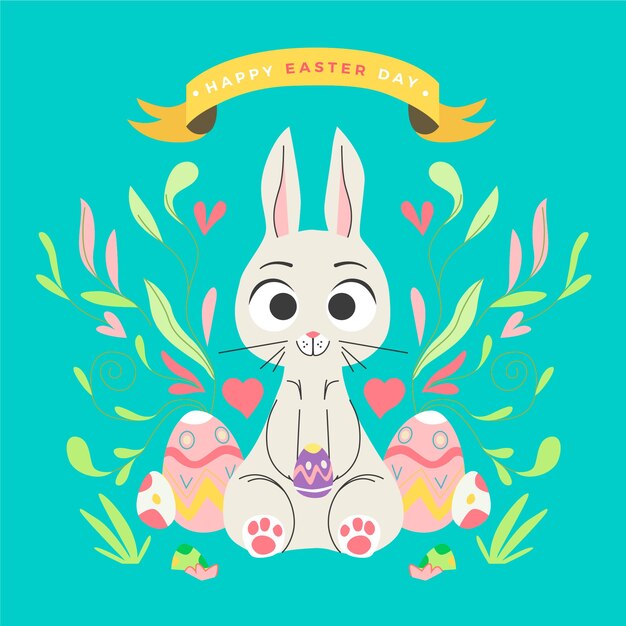 Concepto de feliz día de Pascua de diseño plano