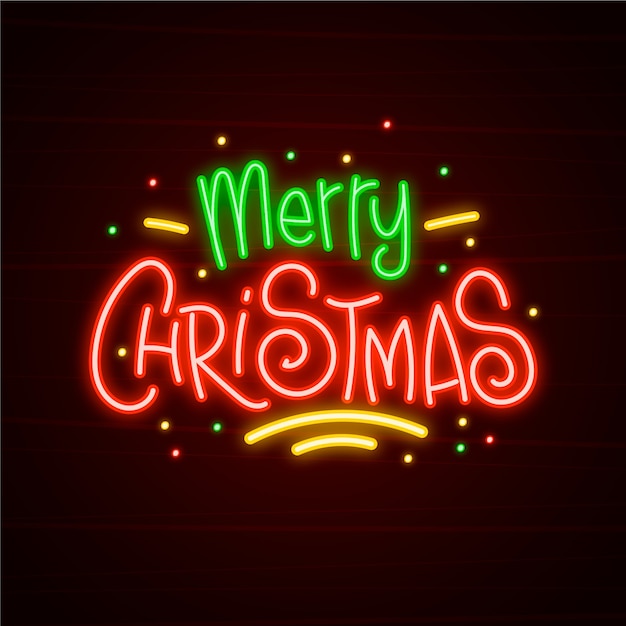 Concepto de feliz navidad con diseño de neón