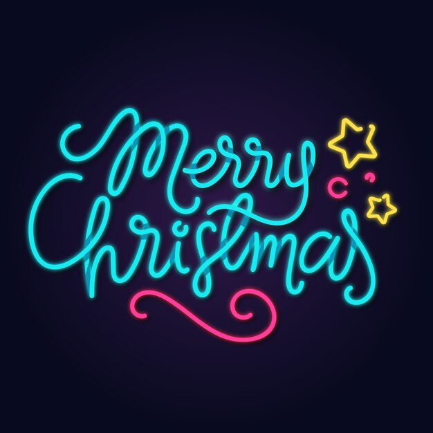 Concepto de feliz navidad con diseño de neón
