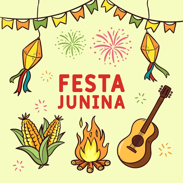 Vector gratuito concepto de festa junina dibujado a mano