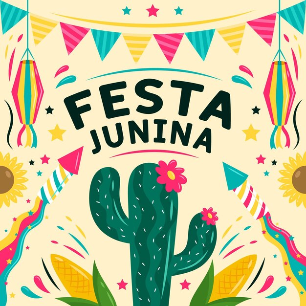 Concepto de festa junina dibujado a mano