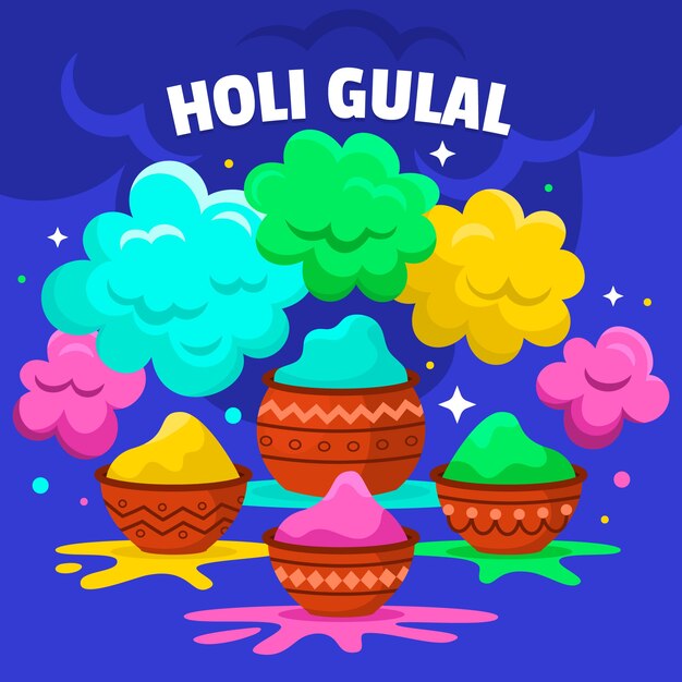 Concepto de festival holi colorido diseño plano