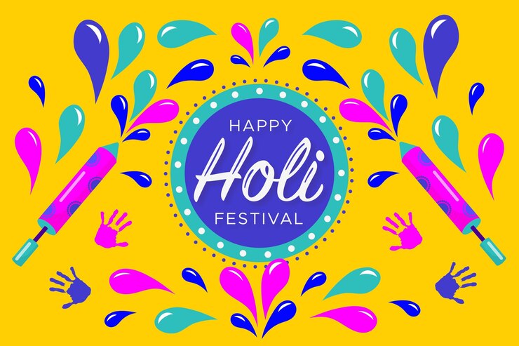 Vector gratuito concepto de festival holi de diseño plano