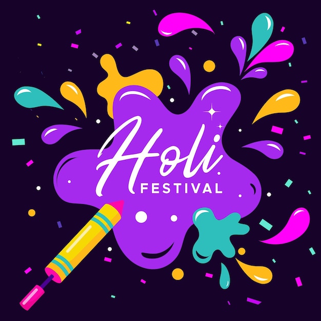Concepto de festival holi de diseño plano
