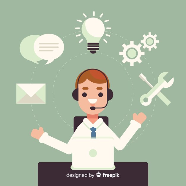 Concepto flat de agente de call center