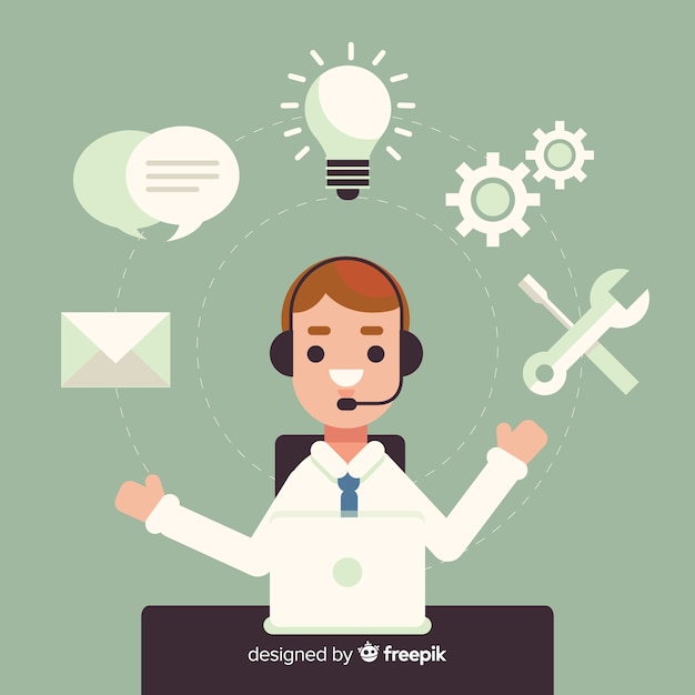 Concepto flat de agente de call center