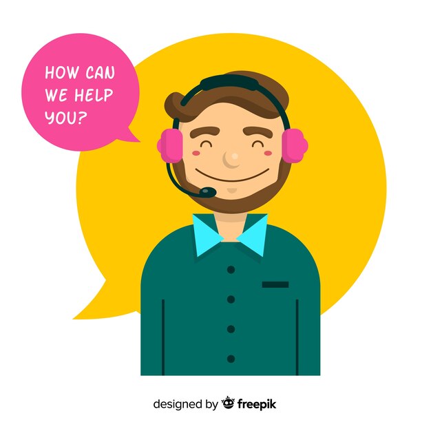 Concepto flat de agente de call center