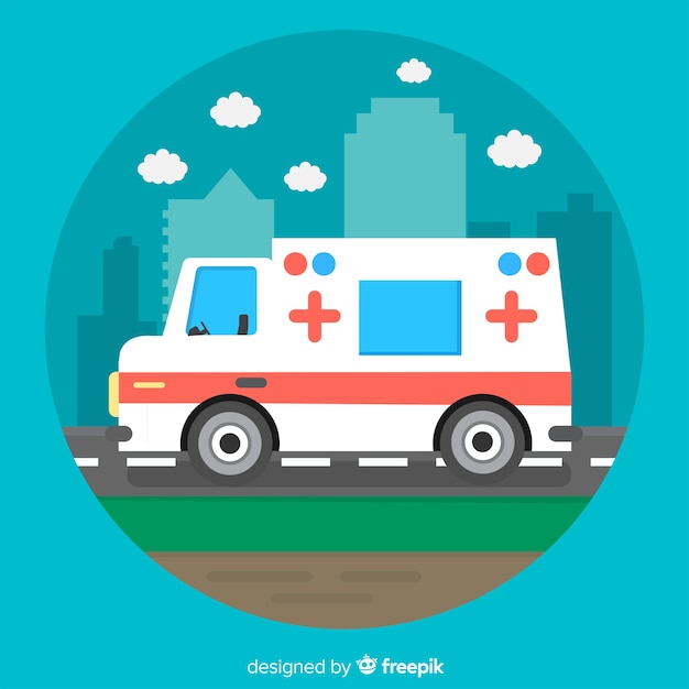 Vector gratuito concepto flat de ambulancia