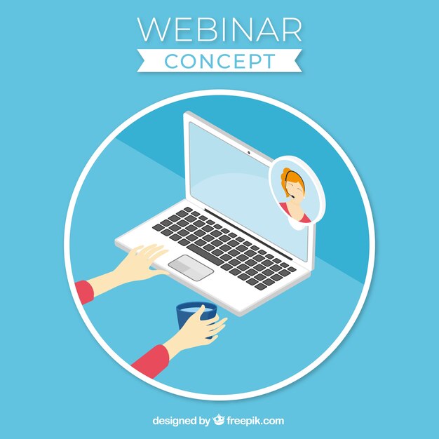 Concepto flat azul de webinar