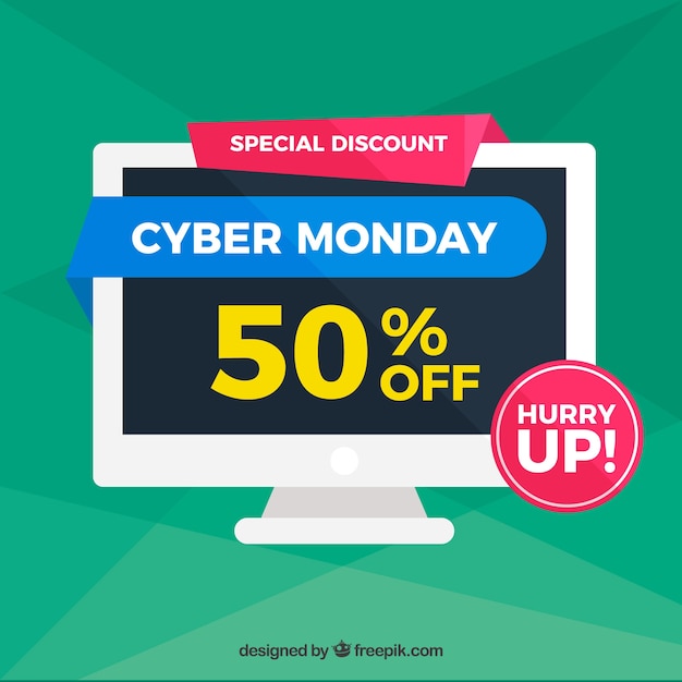 Vector gratuito concepto flat de cyber monday