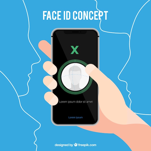Vector gratuito concepto flat de face id de smartphone