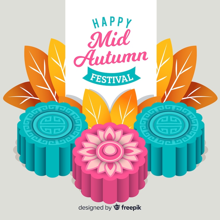 Vector gratuito concepto flat de fondo del festival de medio otoño