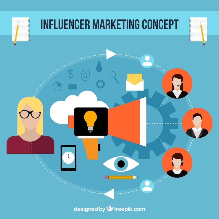 Vector gratuito concepto flat de influencer marketing