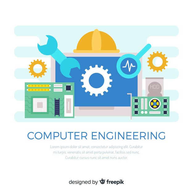 Concepto de flat de ingeniería de ordenadores