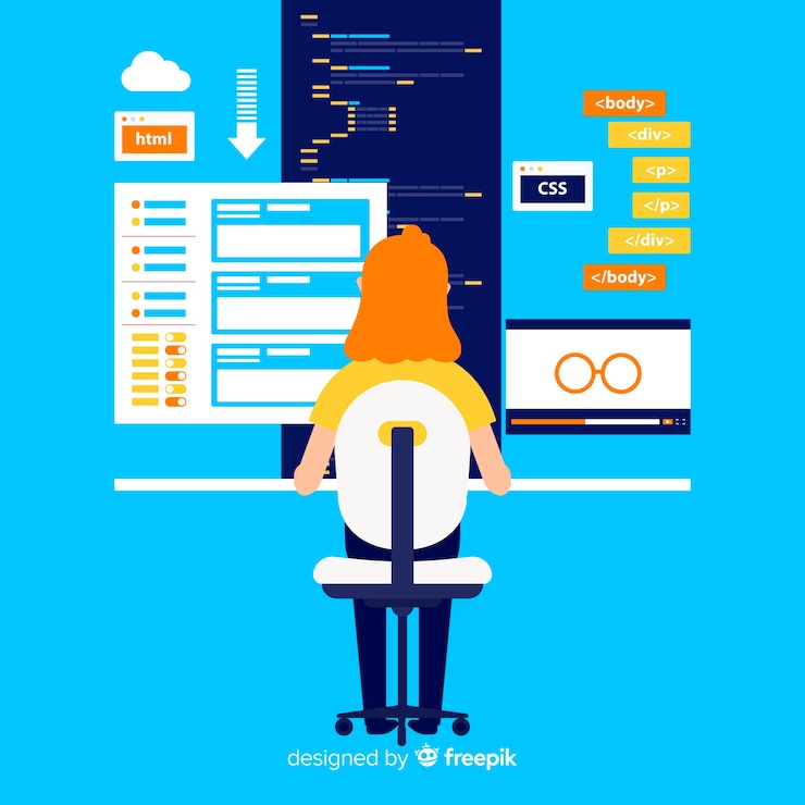 Vector gratuito concepto de flat de ingeniería de ordenadores