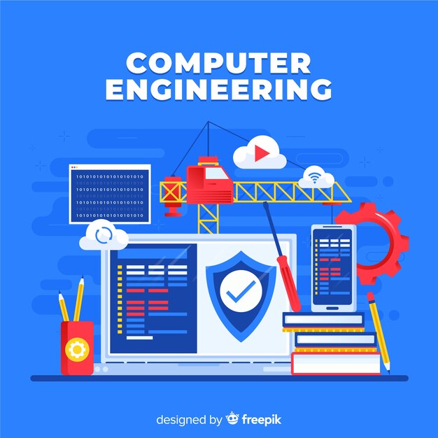 Concepto de flat de ingeniería de ordenadores