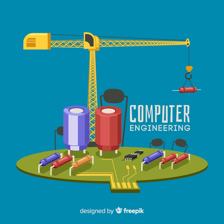 Vector gratuito concepto de flat de ingeniería de ordenadores