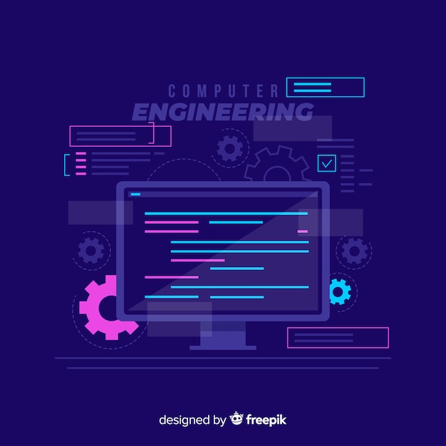 Concepto de flat de ingeniería de ordenadores