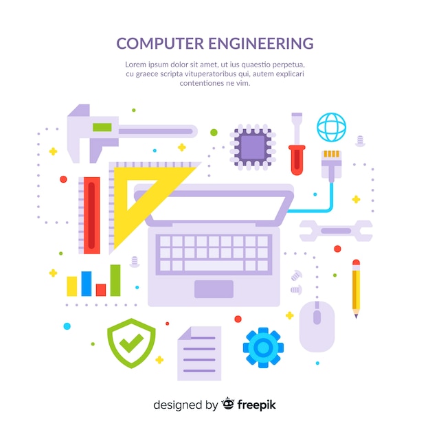 Vector gratuito concepto de flat de ingeniería de ordenadores