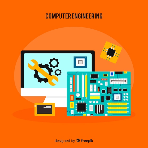 Concepto de flat de ingeniería de ordenadores