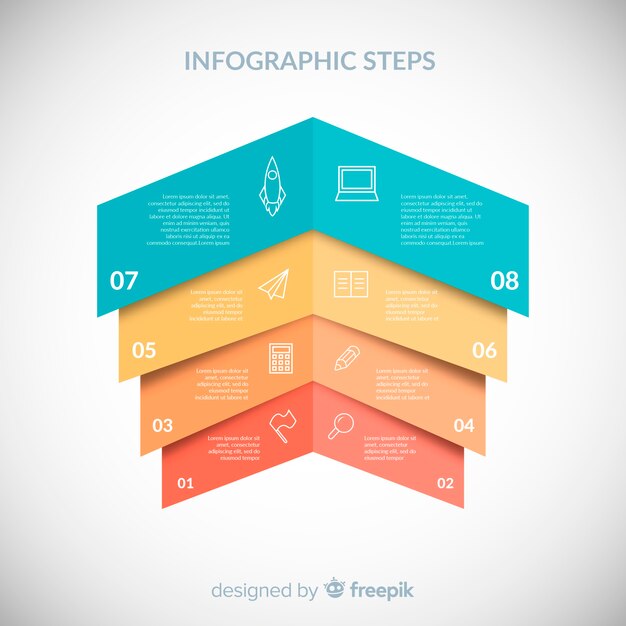 Concepto flat de pasos infográficos