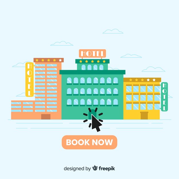 Concepto de flat de reserva de hotel