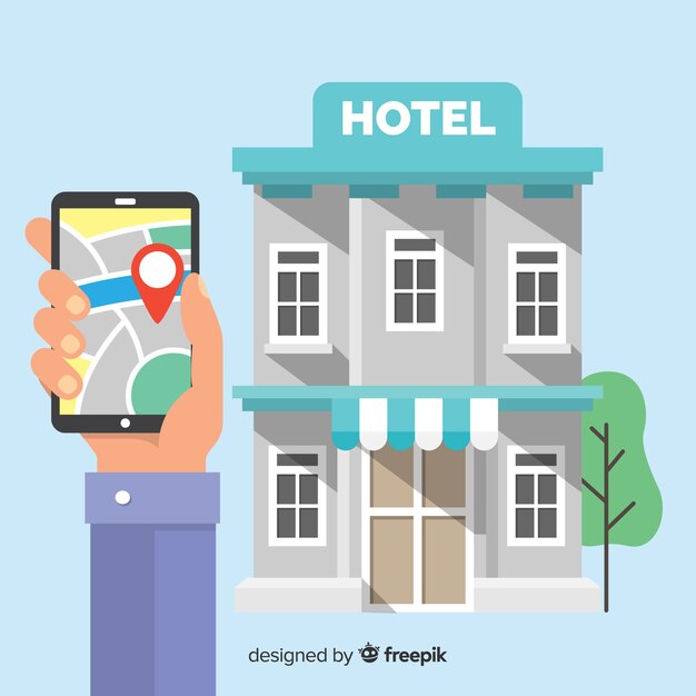 Concepto flat de reserva de hotel