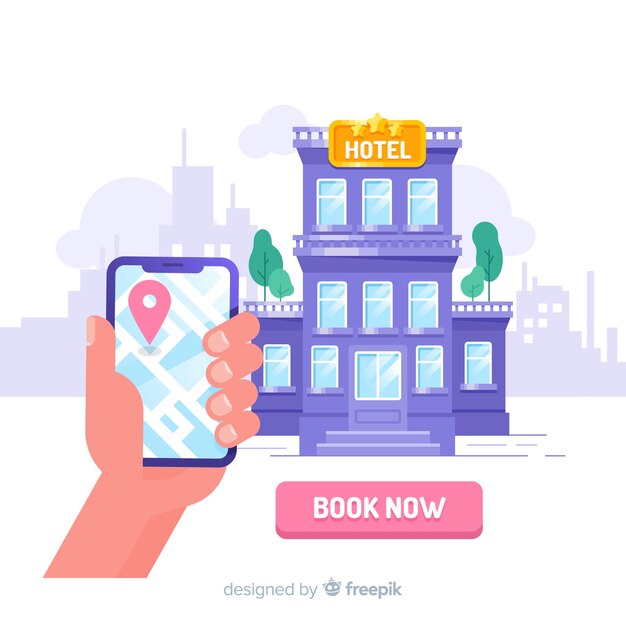 Concepto flat de reserva de hotel