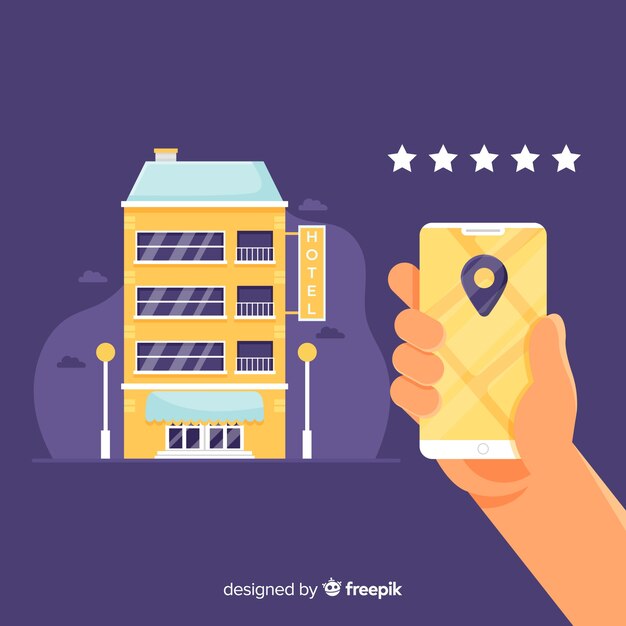 Concepto flat de reserva de hotel