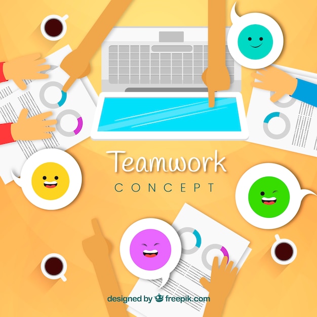 Concepto flat de teamwork